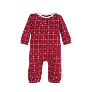 Burt's Bee's Baby | Red and White Star Long sleeve Coveralls | Size 0-3 Months